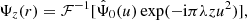 $$ \begin{aligned} \Psi _z(r)= \mathcal{F} ^{-1}[\hat{\Psi }_0(u) \exp (- \mathrm{i} \pi \lambda z u^2)], \end{aligned} $$