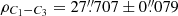 $ \rho_{C_{1}-C_{3}} = 27{{\overset{\prime\prime}{.}}}707\pm0{{\overset{\prime\prime}{.}}}079 $
