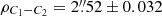 $ \rho_{C_{1}-C_{2}} = 2{{\overset{\prime\prime}{.}}}52\pm0.032 $