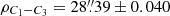 $ \rho_{C_{1}-C_{3}} = 28{{\overset{\prime\prime}{.}}}39\pm0.040 $