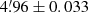 $ 4{{\overset{\prime}{.}}}96 \pm 0.033 $