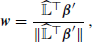 $$ \begin{aligned} \boldsymbol{w} = \frac{\widehat{\mathbb{L} }^{\top }\boldsymbol{\beta }^{\prime }}{\Vert \widehat{\mathbb{L} }^{\top }\boldsymbol{\beta }^{\prime }\Vert }\,, \end{aligned} $$