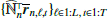 $ \{ \widehat{{\mathbb{N}}}_n{^{{\top}}}\overline{{\boldsymbol{r}}}_{n,\ell,t} \}_{\ell\in 1:L,\,t\in 1:T} $