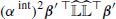 $ (\alpha^{\text{ int}})^2{\boldsymbol{\beta}}^{\prime}\, {^{{\top}}}\widehat{\mathbb{L}}\widehat{\mathbb{L}}{^{{\top}}}{{\boldsymbol{\beta}}^{\prime}} $
