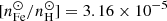 $ [n_{\mathrm{Fe}}^{\odot}/n_{\mathrm{H}}^{\odot}] = 3.16\times 10^{-5} $