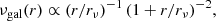 $$ \begin{aligned} \nu _{\mathrm{gal} }(r) \propto (r/{r_{\nu }})^{-1} \, (1+r/{r_{\nu }})^{-2}, \end{aligned} $$