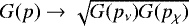 $G(p) \rightarrow \sqrt{G(p_{\nu})G(p_{\chi})}$