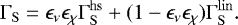 \begin{equation*}\Gamma_{\mathrm{S}} = \epsilon_{\nu} \epsilon_{\chi} \Gamma_{\mathrm{S}}^{\mathrm{hs}} + (1-\epsilon_{\nu} \epsilon_{\chi})\Gamma_{\mathrm{S}}^{\mathrm{lin}}. \end{equation*}