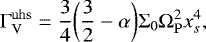 \begin{equation*} \Gamma_{\mathrm{V}}^{\mathrm{uhs}} = \frac{3}{4} \bigg ( \frac{3}{2} - \alpha \bigg) \Sigma_0 \Omega_{\mathrm{P}}^2 x_s^4 ,\end{equation*}