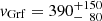 $ v_{\mathrm{Grf}}=390^{+150}_{-\phantom{0}80} $