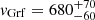 $ v_{\mathrm{Grf}}=680^{+70}_{-60} $
