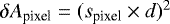 $\delta A_{\textrm{pixel}} = (s_{\textrm{pixel}}\times d)^2$