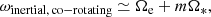 $$ \begin{aligned} \omega _{\rm inertial,\, co-rotating} \simeq \Omega _{\rm e} + m \Omega _* , \end{aligned} $$