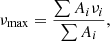 $$ \begin{aligned} \nu _{\rm max} = \frac{\sum A_{i}\nu _{i}}{\sum A_{i}} , \end{aligned} $$