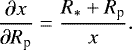 \begin{equation*} \frac{\partial x}{\partial R_{\textrm{p}}} = \frac{R_{*}&#x002B;R_{\textrm{p}}}{x}.\end{equation*}