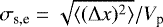 $\sigma_{\textrm{s,e}}=\sqrt{\langle (\Delta x)^{2} \rangle}/V_{\textrm{p}}$