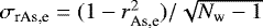 $\sigma_{\textrm{rAs,e}}=(1-r_{\textrm{As,e}}^{2})/\sqrt{N_{\textrm{w}}-1}$