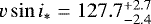 $v \sin i_{*}=127.7^{&#x002B;2.7}_{-2.4}$