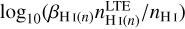 $\log_{10}(\beta_{{H}\,{\sc{i}}(n)}n^{\textrm{LTE}}_{{H}\,{\sc{i}}(n)}/n_{{H}\,{\sc{i}}})$