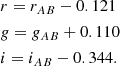 $$ \begin{aligned} \begin{aligned}&r = r_{AB} - 0.121\\&g = g_{AB} + 0.110\\&i = i_{AB} - 0.344. \end{aligned} \end{aligned} $$