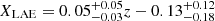 $ X_{\mathrm{LAE}} = 0.05^{+0.05}_{-0.03}z -0.13^{+0.12}_{-0.18} $