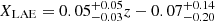 $ X_{\mathrm{LAE}} = 0.05^{+0.05}_{-0.03}z -0.07^{+0.14}_{-0.20} $