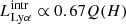 $ L_{\mathrm{Ly}\alpha}^{\mathrm{intr}} \propto 0.67 Q(H) $