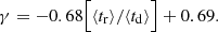 $$ \begin{aligned} \gamma =-0.68 \Big [\langle t_{\rm {r}}\rangle / \langle t_{\rm {d}}\rangle \Big ] + 0.69. \end{aligned} $$