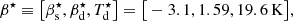 $$ \begin{aligned} \beta ^\star \equiv \big [ \beta _{\rm s}^\star , \beta _{\rm d}^\star , T_{\rm d}^\star \big ] = \big [ -3.1, 1.59, 19.6\,\mathrm{K}\big ], \end{aligned} $$
