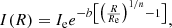 $$ \begin{aligned} I(R) = I_{\rm e} e^{-b \big [ \big ( \frac{R}{R_{\rm e}} \big )^{1/n} -1 \big ]}, \end{aligned} $$