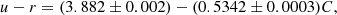 $$ \begin{aligned} u-r = (3.882 \pm 0.002) - (0.5342 \pm 0.0003) C, \end{aligned} $$