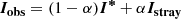 $$ \begin{aligned} \boldsymbol{I_{\mathrm{obs} }}=(1-\alpha )\boldsymbol{I^*}+\alpha \boldsymbol{I_{\mathrm{stray} }} \end{aligned} $$