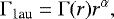 \begin{equation*} \Gamma_{\textrm{1au}} = \Gamma(r) r^{\alpha},\end{equation*}