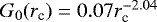 $G_0(r_{\textrm{c}}) = 0.07 r_{\textrm{c}}^{-2.04}$