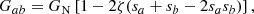 $$ \begin{aligned} G_{ab} = G_{\rm N}\left[1 - 2 \zeta (s_{a} + s_{b} - 2s_{a} s_{b})\right], \end{aligned} $$