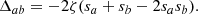 $$ \begin{aligned} \Delta _{ab} = -2 \zeta (s_{a} + s_{b} - 2s_{a} s_{b}). \end{aligned} $$