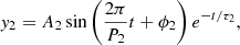 $$ \begin{aligned} y_{2}=A_{2}\sin \left(\frac{2\pi }{P_2}t+\phi _2\right)e^{-t/\tau _{2}}, \end{aligned} $$