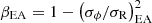 $ \beta_{\rm EA} = 1 - \left(\sigma_\phi/\sigma_{\rm R} \right)^2_{\rm EA} $