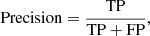 $$ \begin{aligned} \mathrm{Precision} = \frac{\mathrm{TP} }{\mathrm{TP} + \mathrm{FP} }, \end{aligned} $$