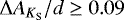 $\Delta A_{{ K_{\textrm{S}}}}/d \geq 0.09$