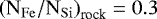 $\left(\mathrm{N}_{\mathrm{Fe}}/\mathrm{N}_{\mathrm{Si}}\right)_{\textrm{rock}} = 0.3$