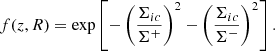 $$ \begin{aligned} f(z,R)=\exp \left[-\left( \dfrac{\Sigma _{ic}}{\Sigma ^+}\right)^2-\left( \dfrac{\Sigma _{ic}}{\Sigma ^-}\right)^2\right]. \end{aligned} $$