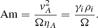 $$ \begin{aligned} \mathrm{Am}=\dfrac{v_A^2}{\Omega \eta _A} = \dfrac{\gamma _i \rho _i}{\Omega }. \end{aligned} $$