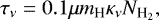 \begin{equation*} \tau_{\nu}= 0.1\mu m_{\textrm{H}} \kappa_{\nu} N_{\textrm{H}_{2}}, \end{equation*}
