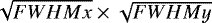 $\sqrt{FWHMx}\times\sqrt{FWHMy}$