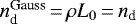 $n_{\textrm{d}}^{\textrm{Gauss}}\,{=}\,\rho L_0\,{=}\,n_{\textrm{d}}$