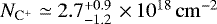 $N_{\mathrm{C}^&#x002B;}\simeq 2.7^{&#x002B;0.9}_{-1.2}\,\,{\times}\, 10^{18}\,\mathrm{cm}^{-2}$