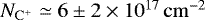 $N_{\mathrm{C}^&#x002B;}\simeq 6\pm 2\times 10^{17}\,\mathrm{cm}^{-2}$