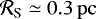 ${\mathcal R}_{\textrm{S}}\simeq 0.3\,\mathrm{pc}$