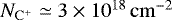 $N_{\mathrm{C^&#x002B;}}\simeq 3\times 10^{18}\,\mathrm{cm^{-2}}$